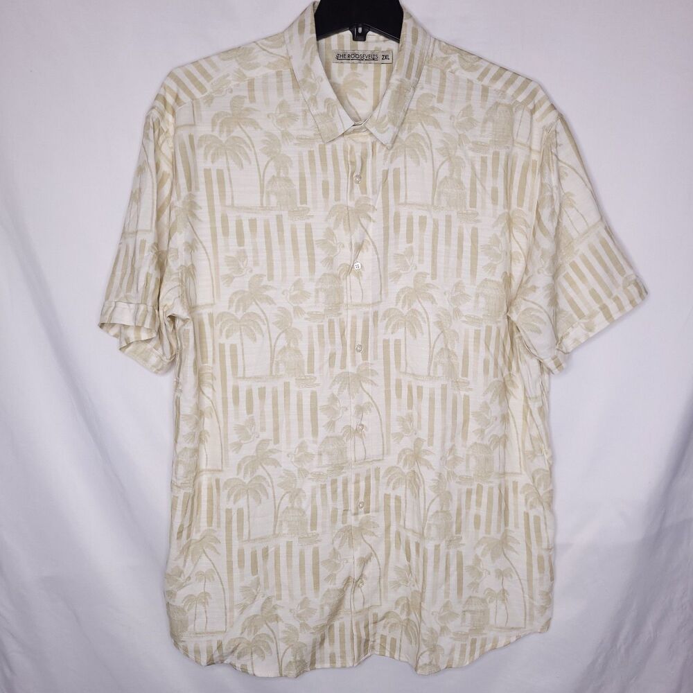 The Roosevelts Shirt Mens 2XL Bula Gold Bamboo Short Sleeve